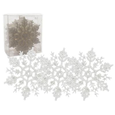 Decoris Kersthangers - sneeuwvlokken - 24x - wit - 10 cm