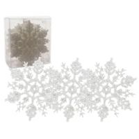 Decoris Kersthangers - sneeuwvlokken - 24x - wit - 10 cm