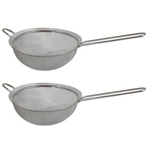 2x RVS keuken vergieten/zeven met handvat 20 cm