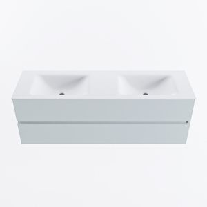 MONDIAZ VICA 150cm badmeubel onderkast Clay 2 lades. Wastafel CLOUD dubbel 2 kraangaten, kleur Talc.