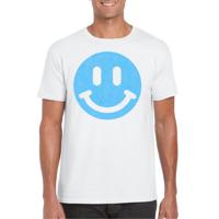 Verkleed T-shirt voor heren - Smile Emoticon - wit - carnaval/foute party - feestkleding