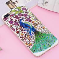For iPhone 8 Plus & 7 Plus Noctilucent IMD Peacock Pattern Soft TPU Back Case Protector Cover