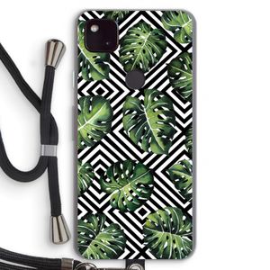 Geometrische jungle: Pixel 4a 5G Transparant Hoesje met koord