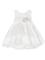 Mimilù robe longue à appliques fleurs - Blanc