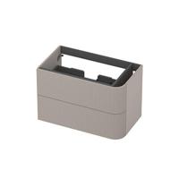 INK - Rechts Afgeronde Onderkast Gelakt 2 Laden Softclose met Gefreesd Front Tbv Grepen - 800x450x520 Mm - Mat Kasjmier Grijs