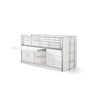 Vipack halfhoogslaper Bonny met uitschuifbaar bureau - wit - 116x96x207 cm - Leen Bakker