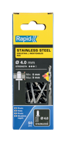 Rapid Blindklinknagels RVS | Ø4 x 12 mm | Incl. Boor | 50 Stuks - 5000394
