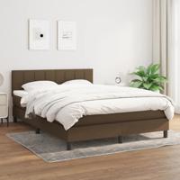 Boxspring met matras stof donkerbruin 140x200 cm