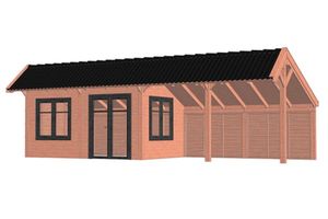 Trendhout Kapschuur De Heerd 980x425 cm - Combinatie 1- Kapschuurdak- Onbehandeld lariks Douglas hout- Trendhout