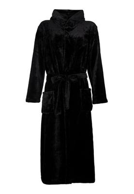 Zwarte fleece badjas met capuchon-xl/xxl