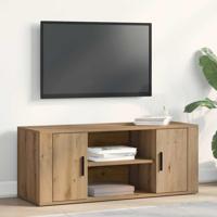 TV-kast artisanaal eikenkleurig 100 x 35 x 40 cm Bewerkt hout