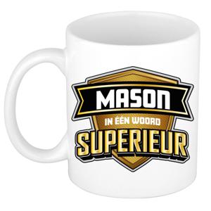 Naam mok Mason - wit - Superieur - keramiek - 300 ml - cadeau collega beker