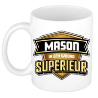 Naam mok Mason - wit - Superieur - keramiek - 300 ml - cadeau collega beker