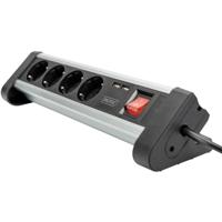Digitus DA-70614 Stekkerdoos met schakelaar Aluminium, Aluminium-zilver, Zwart, Zilver Randaarde stekker 1 stuk(s)