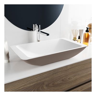 Waskom Mondiaz Topi | 60x10x35 cm | Solid Surface | Vrijstaand | Rechthoekig | Smoke