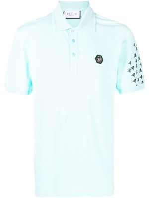 Philipp Plein polo Skull and Bones en coton - Bleu