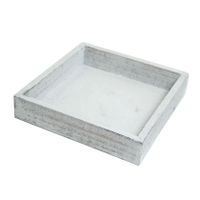 Dienblad/kaarsenbord - hout - L30 x B30 x H3 - vierkant - white wash hout - thumbnail