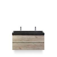 Maxx XL Badmeubelset 120 cm - Craft Oak - Wastafel Lucca Enkel 2 kraangaten