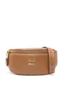 Miu Miu sac banane en cuir à logo - Marron