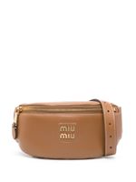 Miu Miu sac banane en cuir à logo - Marron