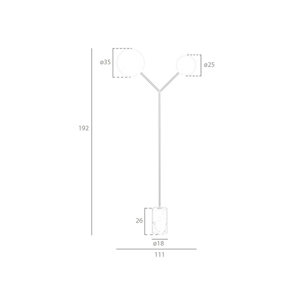 Angel Cerda - Staande Lamp In Calacatta Marmer, Verguld Staal En Wit Glas