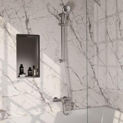 BRAUER Stripe Baddouche Thermostaatkraan - SET 02 - opbouw - glijstang - 3-standen handdouche - doucheslang - RVS-kleurig geborsteld PVD 5-NG-341