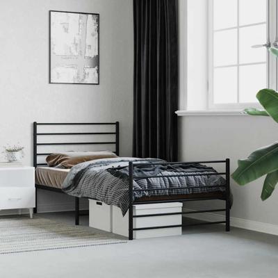 Bedframe met hoofd- en voeteneinde metaal zwart 100x200 cm