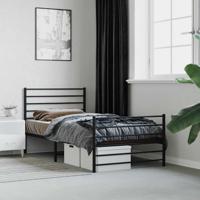 Bedframe met hoofd- en voeteneinde metaal zwart 100x200 cm