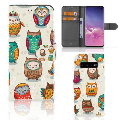 Samsung Galaxy S10 | Telefoonhoesje | Met pasjeshouder | Vrolijke Uilen