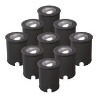 Set van 9 Lilly dimbare LED Grondspot - Kantelbaar - Overrijdbaar - Rond - 6500K daglicht wit - IP67 waterdicht - 3 jaar garantie - Zwart