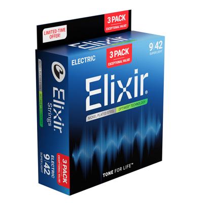 Elixir 16571 (3 sets 19002) Optiweb Snaren voor Elektrische Gitaar (9-42) 3-Pack Elixir 16571 (3 sets 19002) Optiweb Snaren voor Elektrische Gitaar (9-42) 3-Pack
