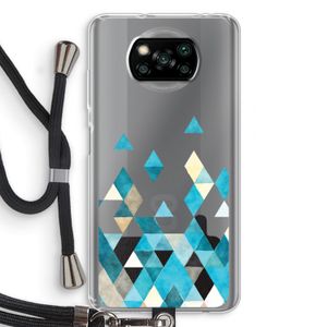 Gekleurde driehoekjes blauw: Xiaomi Poco X3 Pro Transparant Hoesje met koord