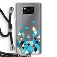 Gekleurde driehoekjes blauw: Xiaomi Poco X3 Pro Transparant Hoesje met koord