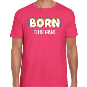 Gay Pride shirt - born this gay - regenboog - heren - roze