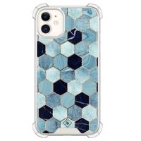 iPhone 11 siliconen shockproof hoesje - Blue cubes