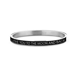 Key Moments 8KM BC0001 Stalen Bangle met Tekst Love You to The Moon One-size Zilverkleurig / Zwart