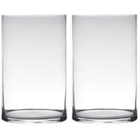 Set van 2x stuks transparante home-basics cylinder vorm vaas/vazen van glas 40 x 19 cm