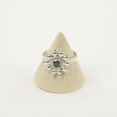 Zilveren Ring met Amethist Donker Maat 17,5 (Sterling Zilver 925)
