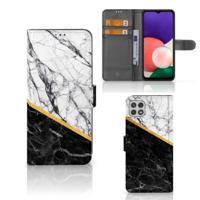 Samsung Galaxy A22 5G | Bookcase | Marmer Wit Zwart - Origineel Cadeau Man