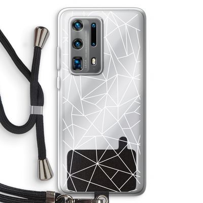 Geometrische lijnen wit: Huawei P40 Pro Plus Transparant Hoesje met koord