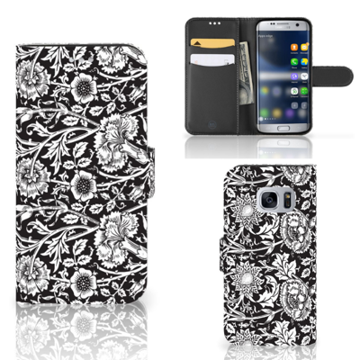 Samsung Galaxy S7 Hoesje Black Flowers Samsung Galaxy S7 Hoesje Black Flowers
