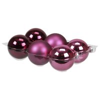 Othmar Decorations Kerstballen - 6x st - cherry roze - 8 cm - glas - Kerstbal - thumbnail