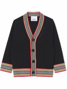 Burberry Kids cardigan en laine à rayures Icon - Noir