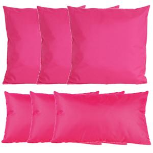 Bank/tuin kussens set - binnen/buiten - 6x stuks - fuchsia roze - In 2 formaten laag/hoog