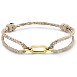 Armband geelgoud-satijn goudkleurig-beige 13-26 cm