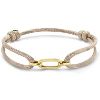 Armband geelgoud-satijn goudkleurig-beige 13-26 cm