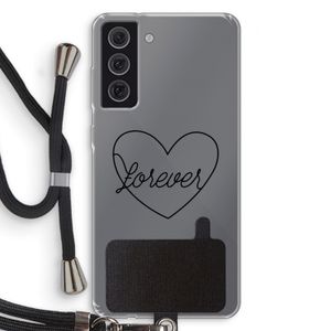 Forever heart black: Samsung Galaxy S21 FE Transparant Hoesje met koord