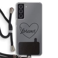 Forever heart black: Samsung Galaxy S21 FE Transparant Hoesje met koord