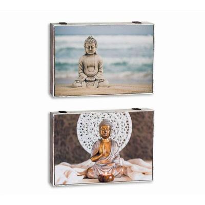 Decoratieve Doos DKD Home Decor Multicolour Hout MDF Boeddha Teller (2 Stuks)