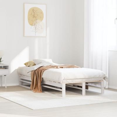 Bedframe zonder matras massief grenenhout wit 140x200 cm